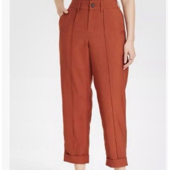 a new day Pants - A New Day Pants Women 12 Rust Orange Pintuck High Rise Tapered Old Money Stretch